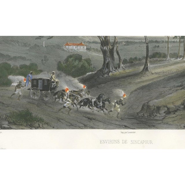 After B. Lauvergne, Singapore Colonial Landscape Scene, French Exploration, Lithograph, 1845 For Sale - Image 6 of 9
