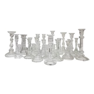 1960s Crystal Candlesticks - Vintage Glass Clear Candlesticks - Set of 25 For Sale