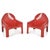 Red Plastic Armchairs by Gae Aulenti for Kartell, Set of 3 For Sale - Image 10 of 11