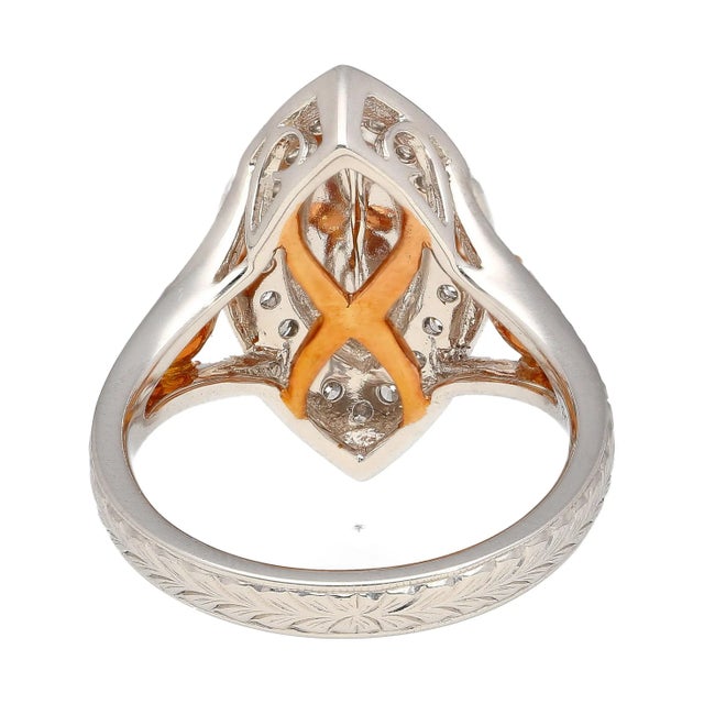 Gia Certified 1.92 Carat Brownish Greenish Yellow Marquise Cut Diamond Ring Size 5.75 For Sale In Miami - Image 6 of 7