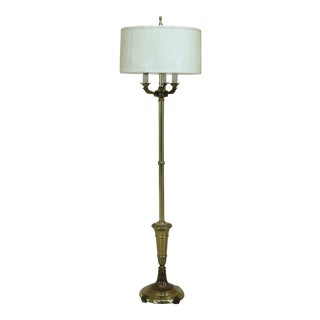 Stiffel Brass Floor Lamp W. Shade For Sale