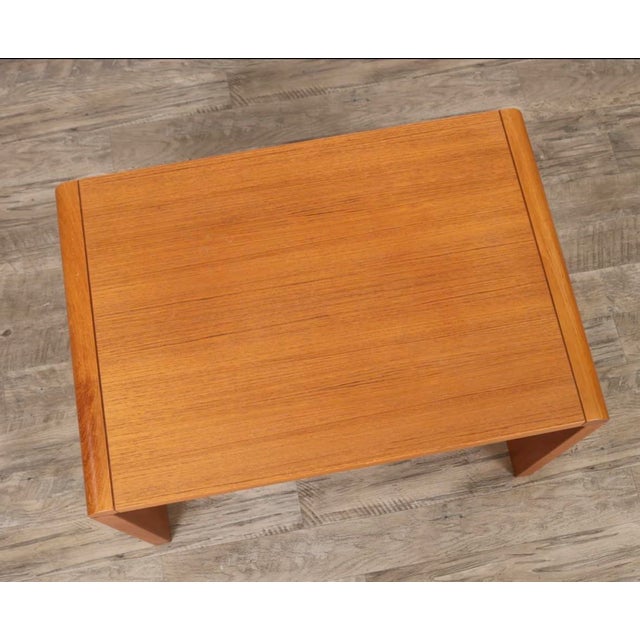 Chocolate Mid-Century Modern Danish Teak "Waterfall" Side Table by Trioh For Sale - Image 8 of 10