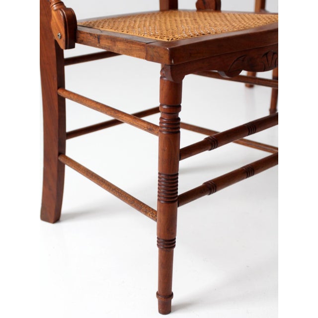 Antique Eastlake Revival Cane Seat Dining Chairs Set of 3 For Sale - Image 12 of 16