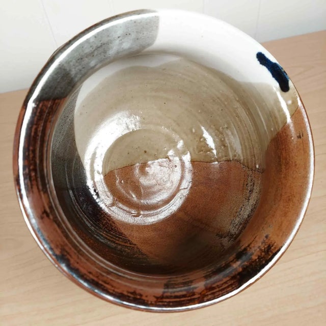 Glazed Studio Art Pottery Bowl Planter Earthenware Handmade Shoji Hamada Style For Sale - Image 9 of 10