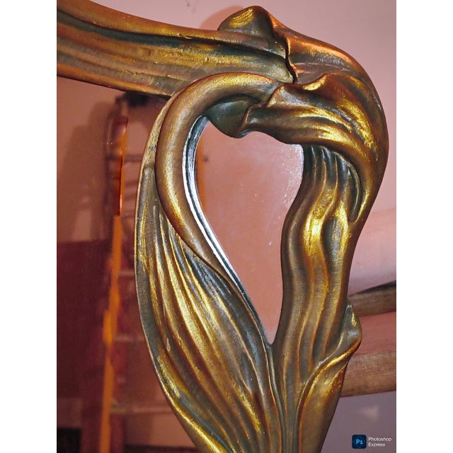 Carolina Mirror Company Art Nouveau Style Mirror Gold Tone Finish For Sale - Image 4 of 6