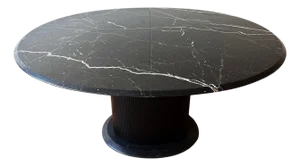 1980s Stunning Postmodern Italian Black Marble Dining Table W/ Extendable Leaf Pedestal Base