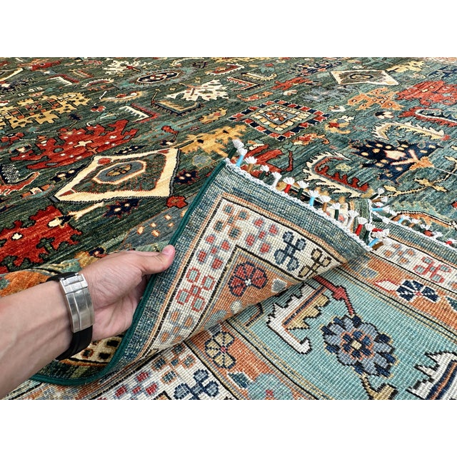Hand-Knotted Afghan Kazak Chobi Wool Area Rug - 8'8" X 11'10" For Sale - Image 16 of 18