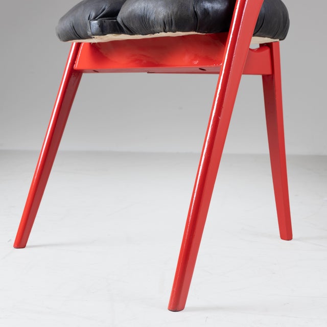 Wood CHE…! Red Chair from Anne Blanchet For Sale - Image 7 of 13