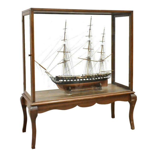 Late 20th Century 3 Mast Uss Constellation Large Display Case Model Ship!! For Sale