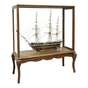 Late 20th Century 3 Mast Uss Constellation Large Display Case Model Ship!!