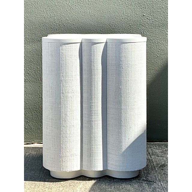 Wood Vintage Grasscloth Side Table For Sale - Image 7 of 12