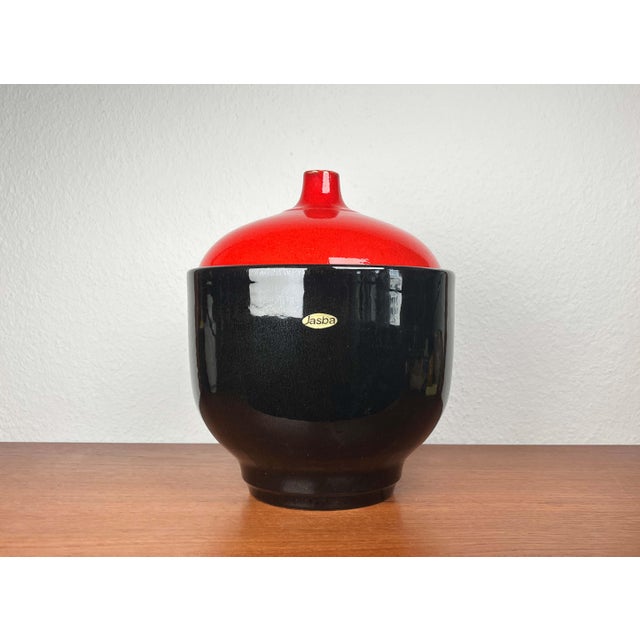 Mid-Century Modern West German Pottery Punch Bowl and Cups from Jasba, 1960s, Set of 7 For Sale - Image 6 of 18