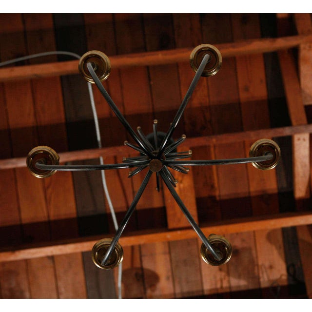 French Black & Brass Chandelier For Sale - Image 9 of 10