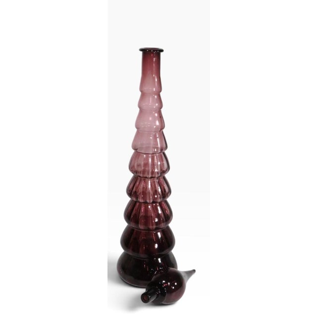 Italian Mid Century Amethyst Purple Glass Genie Bottle by Rossini Empoli C. 1960's For Sale In New York - Image 6 of 7