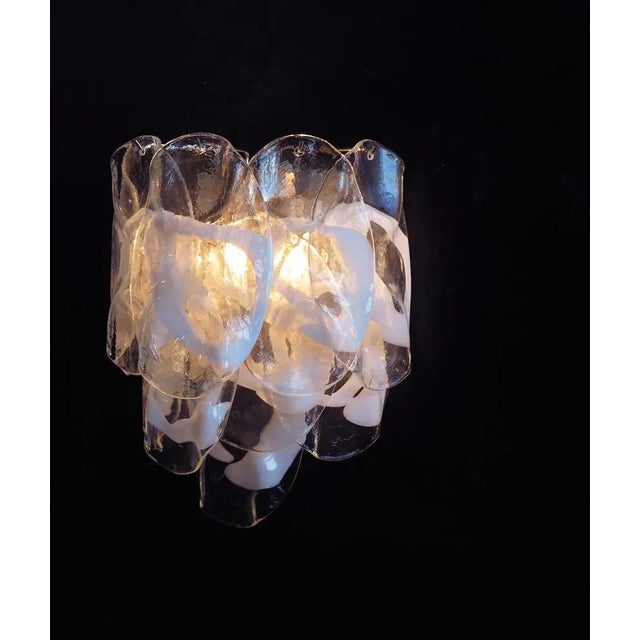 Glass Murano 10 White Lattimo Glass Sconces - a Pair For Sale - Image 7 of 8