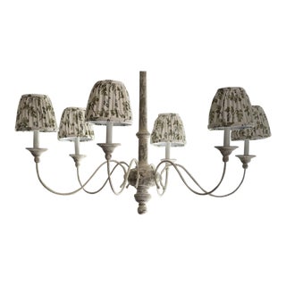 Visual Comfort Small Country Chandelier in Belgium White With Custom Shades For Sale