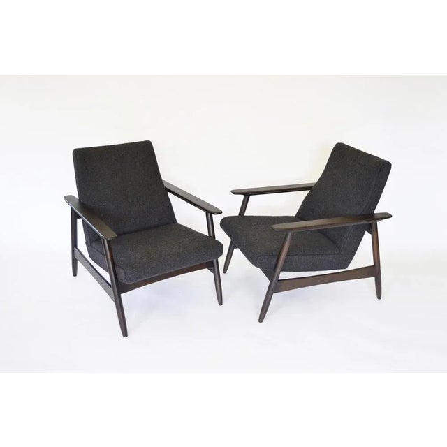 Set of Vintage Dark Brown Oak & Felt Armchairs by Valerija Ema Supermaniene for Vilnius Furniture Factory, 1960s For Sale - Image 9 of 9