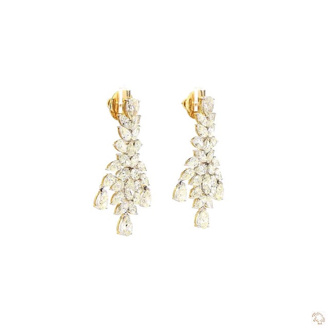 12.72 Carat Pear Shape Diamond Gold Earrings, Pair For Sale - Image 9 of 9
