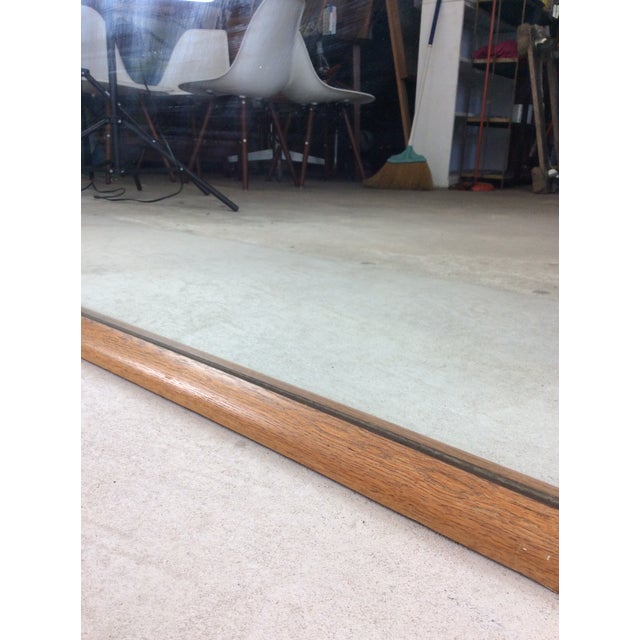 Brown Mid Century Modern Rectangular Mountable / Wall Mirror With Beveled Edge and Limed Oak Detailing at Bottom For Sale - Image 8 of 14