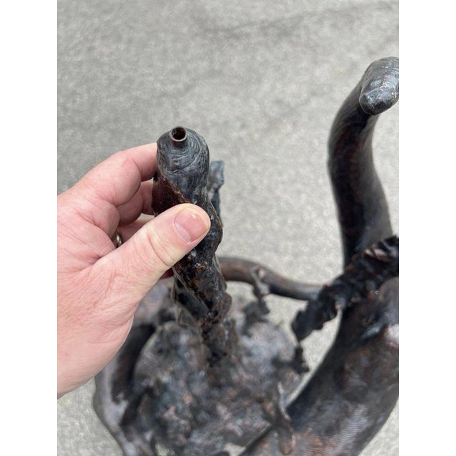 Bronzed Metal Swimming Otters in Kelp Garden Fountain Sculpture For Sale - Image 13 of 16