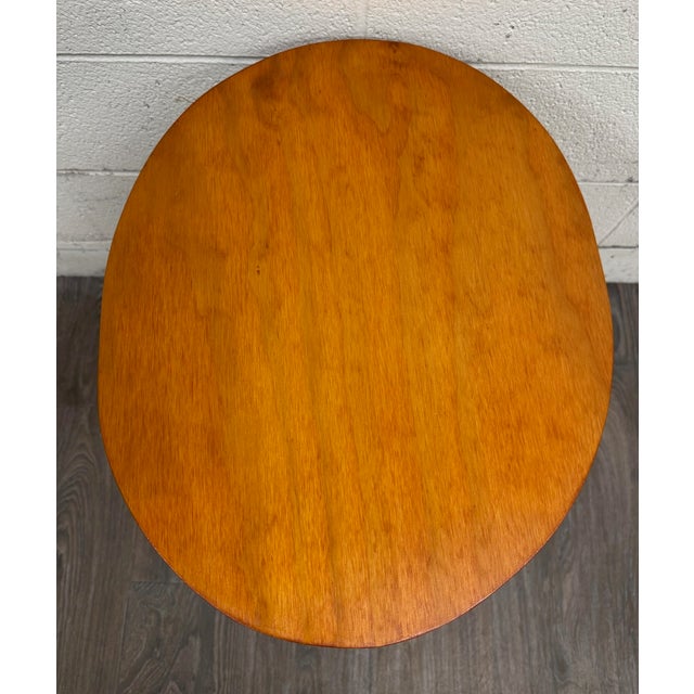 Brown Signed Studio Crafted Arts and Crafts Style Lyre Harp Base Side Table For Sale - Image 8 of 10