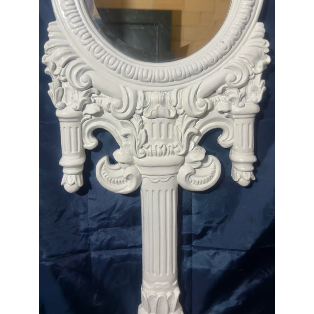 Vintage Palm Beach Regency Gloss White French Rococo Revival Wall Mirror in Gampel-Stoll Style - Newly Painted For Sale - Image 11 of 12