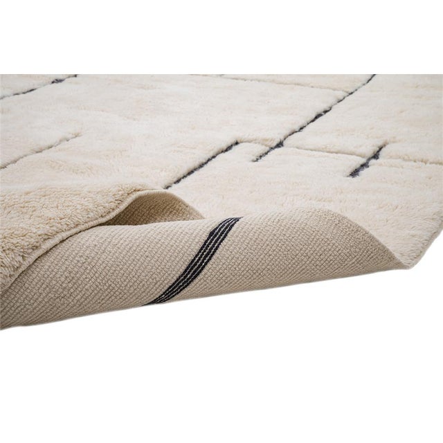 Textile Minimalist Sketch Line Hand-Knotted Wool Rug | 12'1" X 8'6" | One of a Kind For Sale - Image 7 of 12
