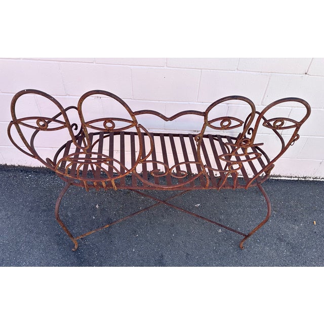 1980s John Risley Style Inspired Man and Woman Pop Art Iron Bench For Sale - Image 17 of 18