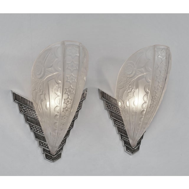 1930s French Art Deco Wall Sconces by Les Etablissements Donna France - a Pair For Sale - Image 4 of 10