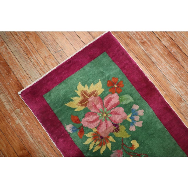 Contemporary Zabihi Collection Art Deco Large Flower Mat Size Rug - 2' x 2'10" For Sale - Image 3 of 5