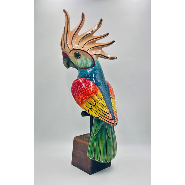 Vintage Sergio Bustamante Papier Mâché Parrot Sculpture, Mexican Modernism For Sale - Image 10 of 18