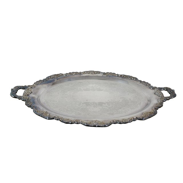 Victorian Late 20th Century Very Large Towle 6955 Grand Duchess Oval Silverplate Serving Platter Tray 30" For Sale - Image 3 of 13
