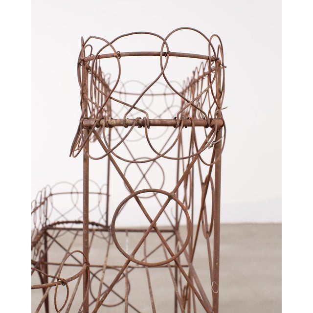 Metal French Art Nouveau Two-Tier Wirework Boulangerie Baker's Rack For Sale - Image 7 of 18