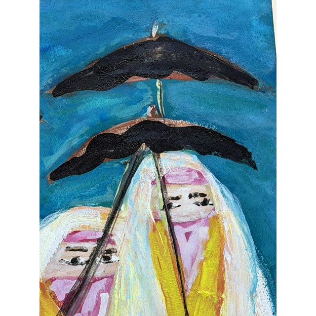 1970s Mohamed Hamri Moroccan Modernist Painting, Five Veiled Women, Signed For Sale - Image 10 of 18
