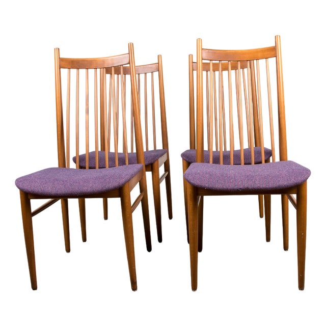 Large Danish Teak and Fabric Dining Chairs in the style of Arne Vodder, 1960s, Set of 4 For Sale