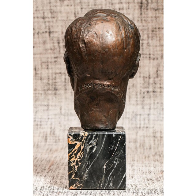 Brown Distinguished Antique Bust Sculpture Statue of Us President Franklin Delano Roosevelt FDR Office Library Home Decor Americana For Sale - Image 8 of 14
