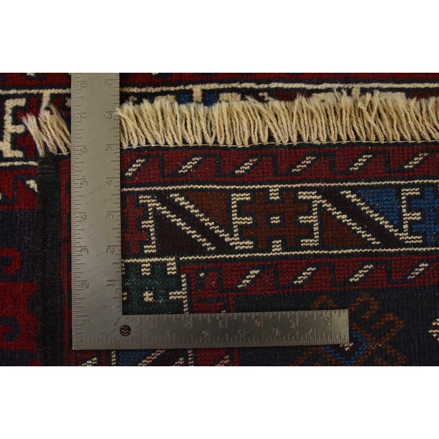 Baloch Rug 3′ X 4’10” Blue Wool Vintage Tribal Hand-Knotted Oriental Carpet For Sale - Image 10 of 10