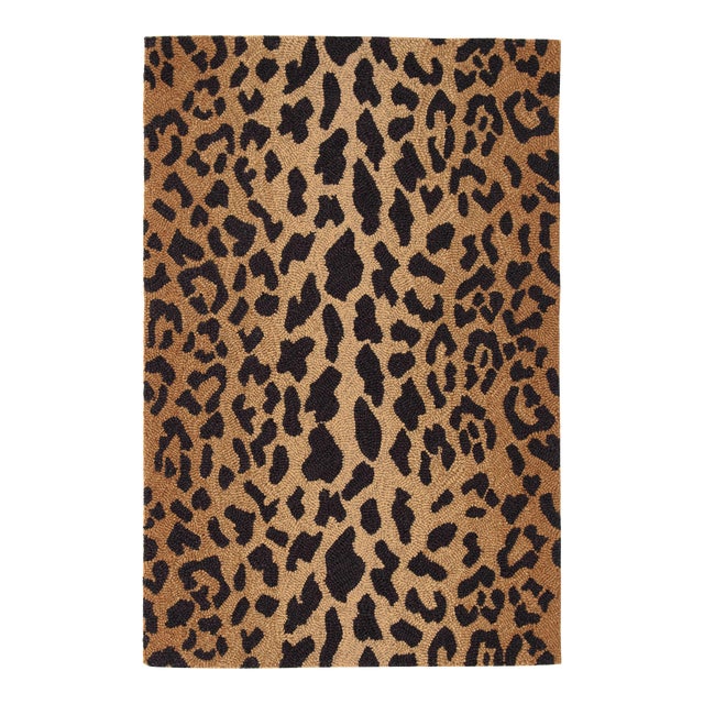 Dash & Albert by Annie Selke Leopard Micro Hooked Wool Rug, 7' 6" x 9' 6" For Sale