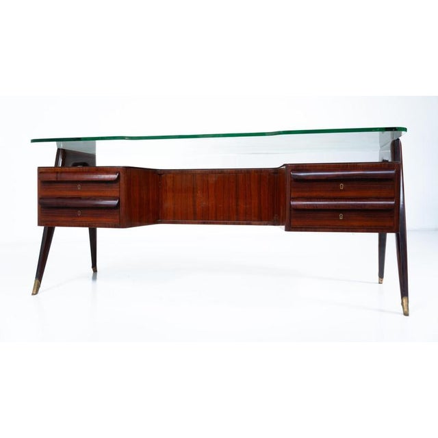 Mid-Century Modern Vittorio Dassi Desk, Wood and Glass, 1950s For Sale - Image 16 of 18