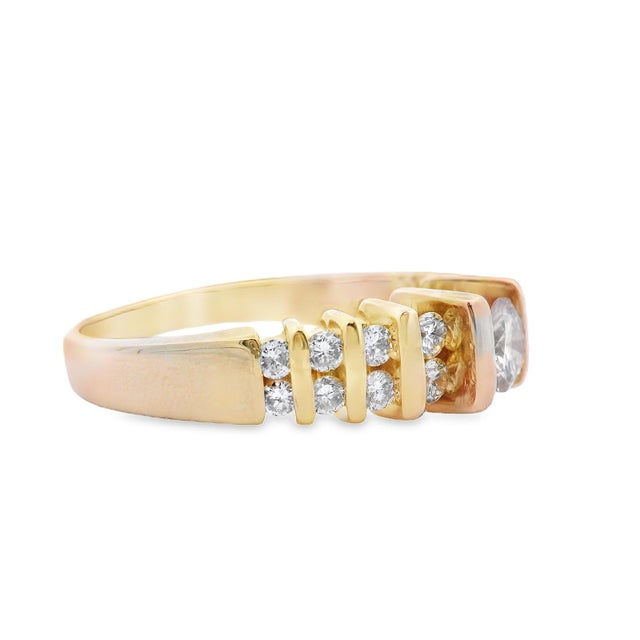 Metal 1990s 14k Yellow Gold Diamond Engagement Band, Size 10.75 For Sale - Image 7 of 9