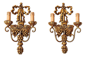 Florentine Hand-Carved Giltwood Sconces by C. N. Firenze Nos, 1970s, Set of 2