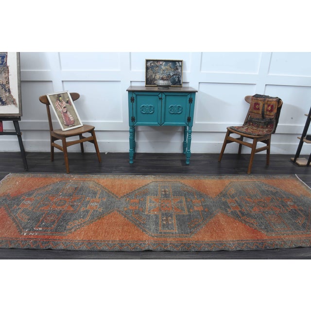 Islamic 1970s Vintage Handmade Wool Cotton Orange Runner Rug For Sale - Image 3 of 11