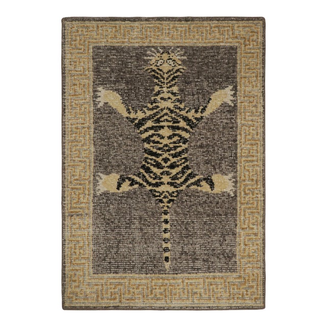 Rug & Kilim’s Modern Tiger Skin Accent Pictorial Rug in Gray, Beige and Black For Sale