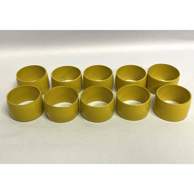 1970s Vintage Yellow Melamine Napkin Rings - Set of 11 For Sale - Image 5 of 6