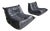 Grey/Blue Togo Chairs by Michel Ducaroy for Ligne Roset, 1980s, Set of 2 For Sale