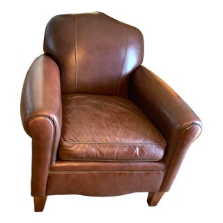 French Styled Leather Club Chair by Leathercraft For Sale