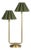 Polly Double Arm Table Lamp, Natural Brass with Olive Scalloped Shade For Sale