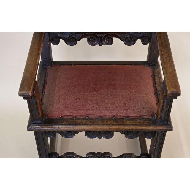 17th Century Renaissance Handcarved Nutwood Armchair, Austria For Sale - Image 14 of 18