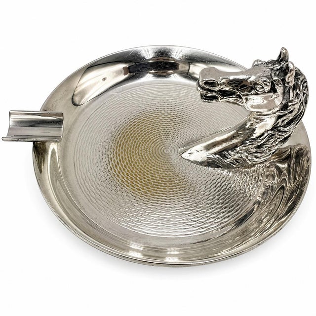 Metal Vintage Hermes Paris Silverplate Horse Head Equestrian Ashtray For Sale - Image 7 of 11