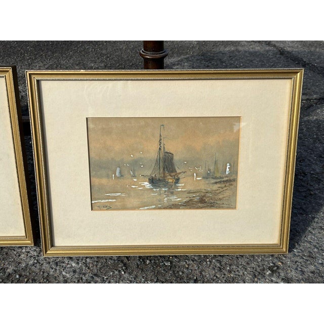 Pair Of Marine Watercolour Paintings, Signed R T Wilding 37 cms x 27.5 cms